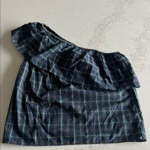 Plaid One-Shoulder Skirt
